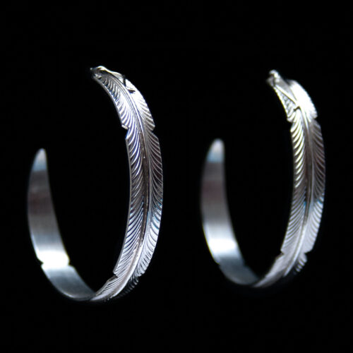 Large Silver Feather Hoops