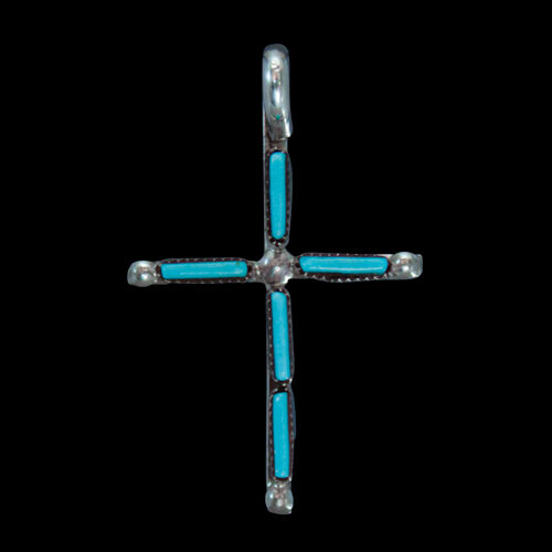 Pendentif Croix Turquoise Crucifix Fine