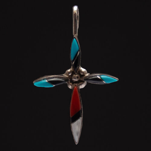 Native American Zuni Inlay Cross Necklace