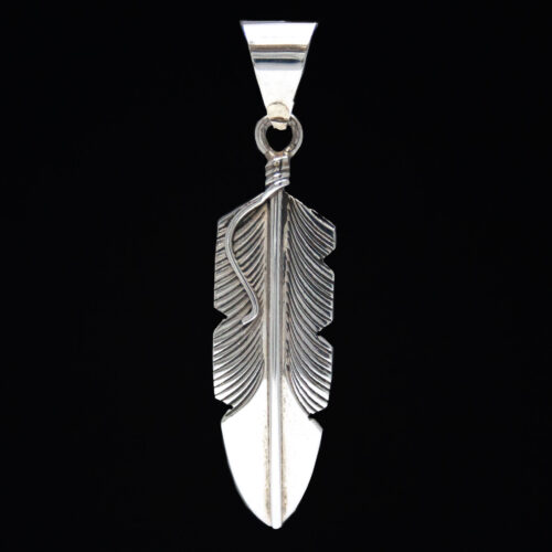 Chris Charley Silver Feather Pendant