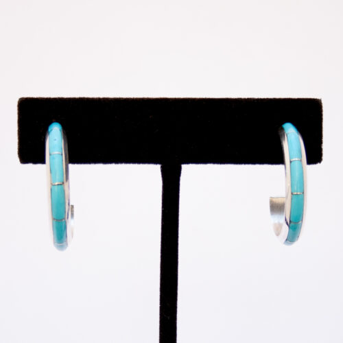 Zuni Medium Smooth Turquoise Hoop Earrings