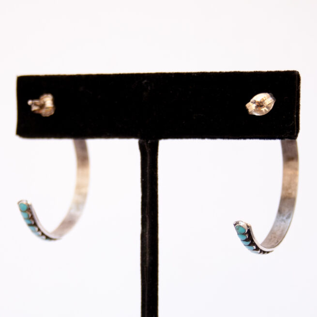 Zuni Snake Eyes Turquoise Hoop Earrings