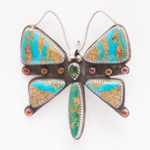 Pendentif Broche Papillon Turquoise