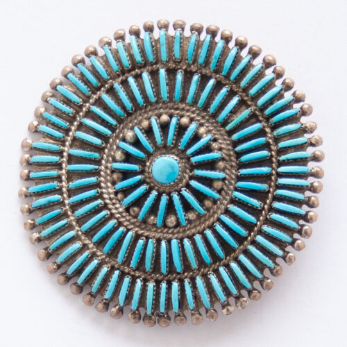 Vintage Navajo Petit Point Turquoise Pin Brooch Pendant