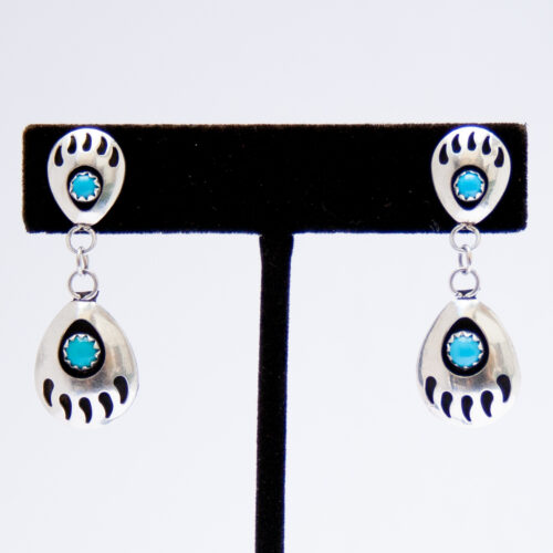 Native American Zuni Turquoise Bear Paw Earrings