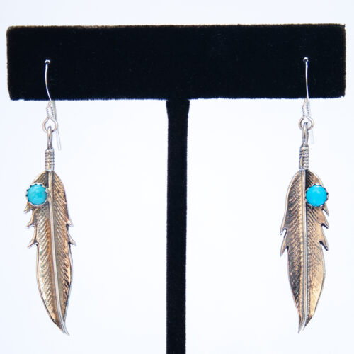 Small Feather Turquoise Earrings