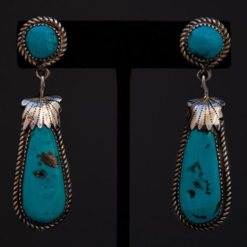 Robert Bernice Leekya Navajo Turquoise Drop Earrings