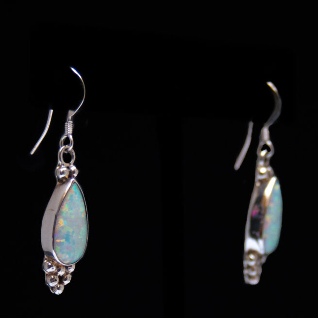 Zuni White Opal Teardrop Earrings