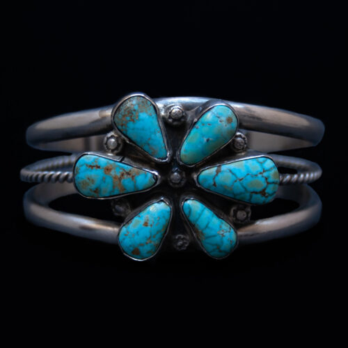 Vintage Navajo Turquoise Flower Bracelet