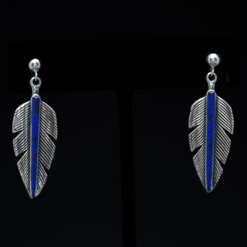 Lapis Lazuli Feather Earrings