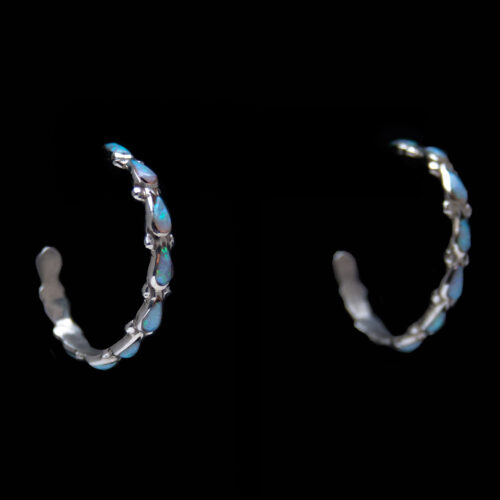 Opal Teardrop Hoop Earrings