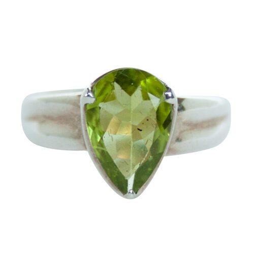 Faceted Peridot Silver Ring