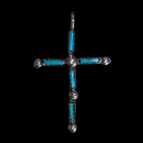 Crucifix Réversible Turquoise Corail