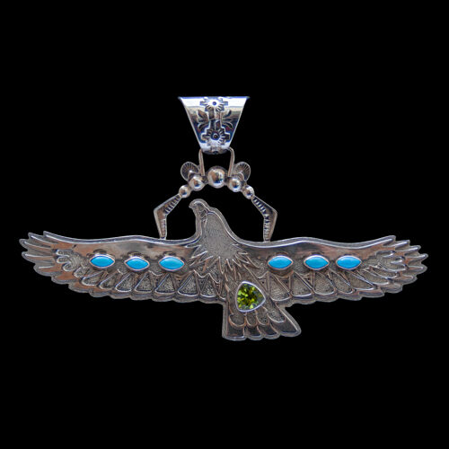 Turquoise Peridot Eagle Pendant