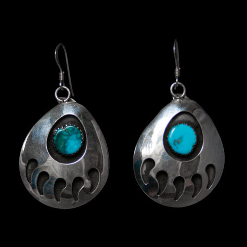 Large Bear Paw Turquoise Earrings