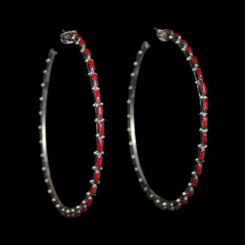 Large Red Coral Earring Hoops