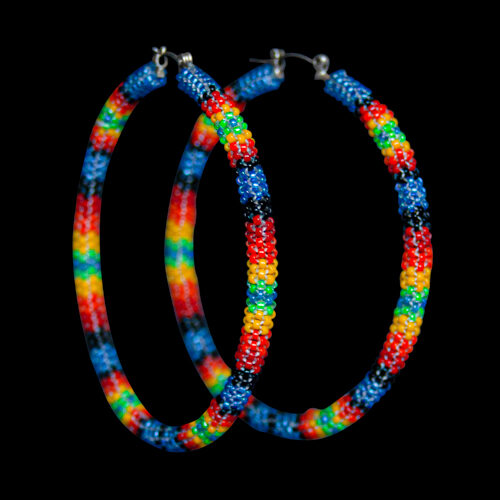 Multicolour Beaded Hoop Earrings
