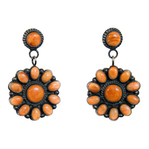 Circular Orange Drop Earrings