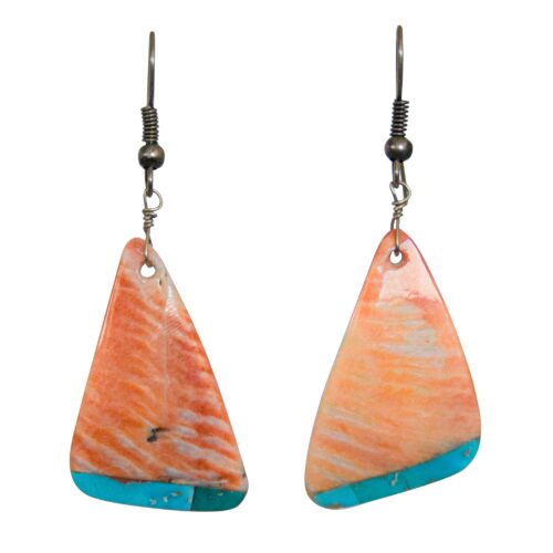 Orange Blue Triangular Earrings