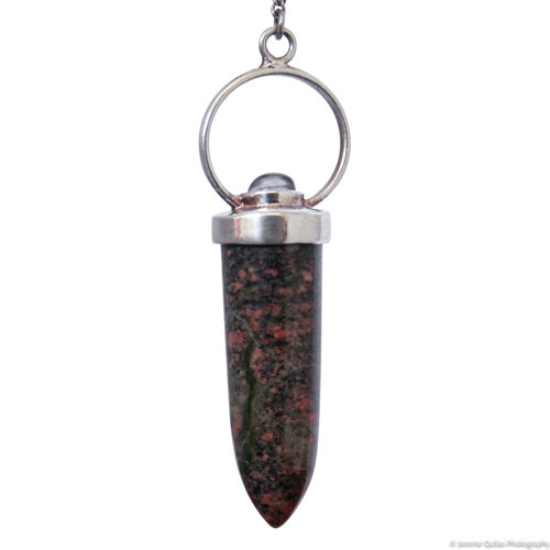 Unakite Iolite Silver Pendulum