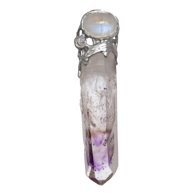 Brandberg Amethyst Moonstone Silver Pendant