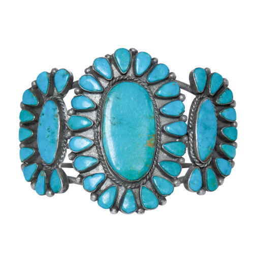 1960s Vintage Zuni Turquoise Tryptic Bracelet