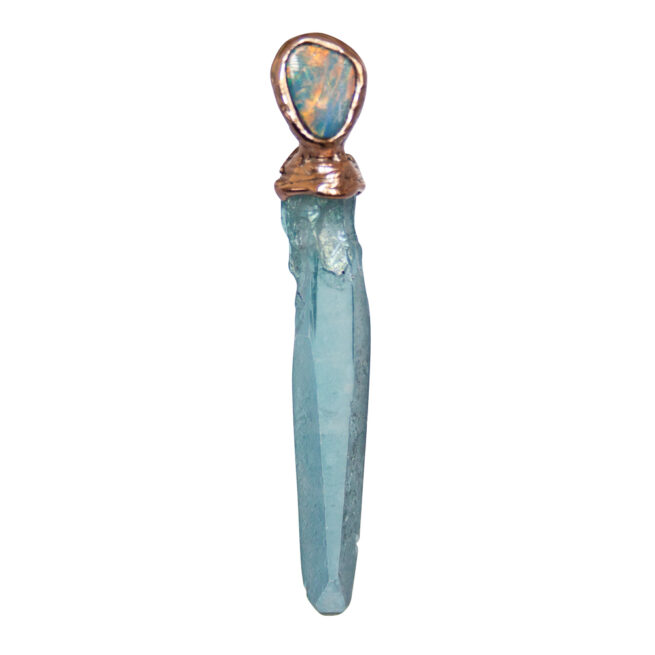 9K Gold Aqua Aura Opal Pendant