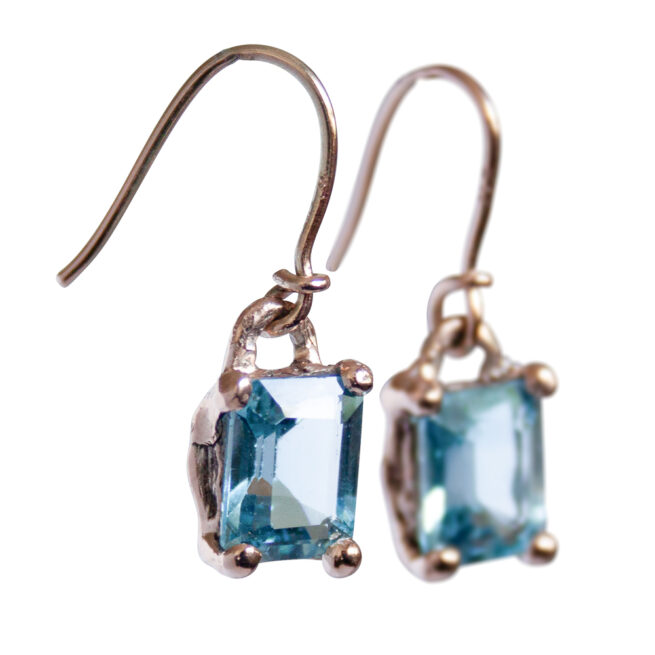 9K Gold Blue Topaz Drop Earrings