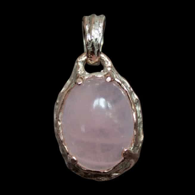 9K Gold Rose Quartz Medallion