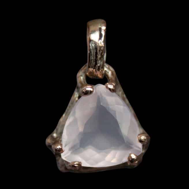 9K Gold Triangular Rose Quartz Pendant