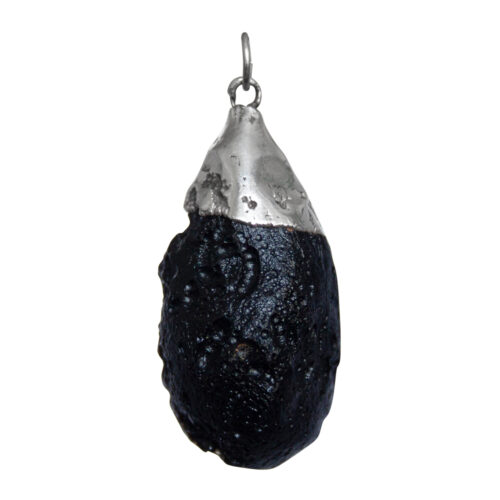 Black Tektite Silver Pendant