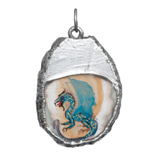 Blue Dragon Agate Silver Necklace