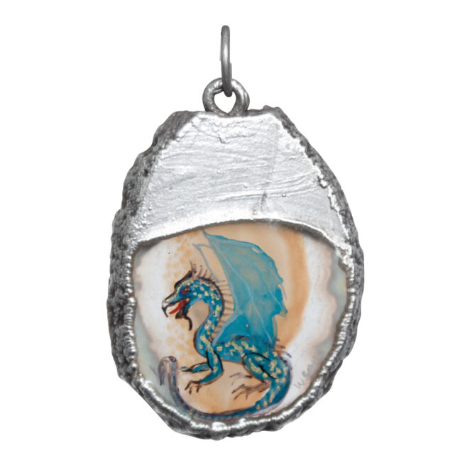 Blue Dragon Agate Silver Necklace