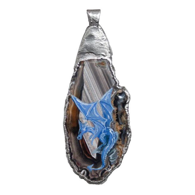 Blue Dragon Agate Silver Pendant