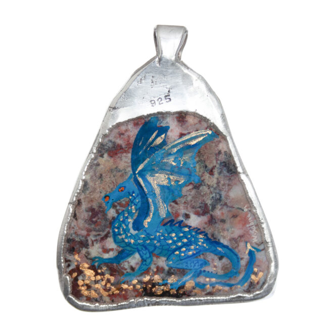 Blue Dragon Agate Silver Talisman