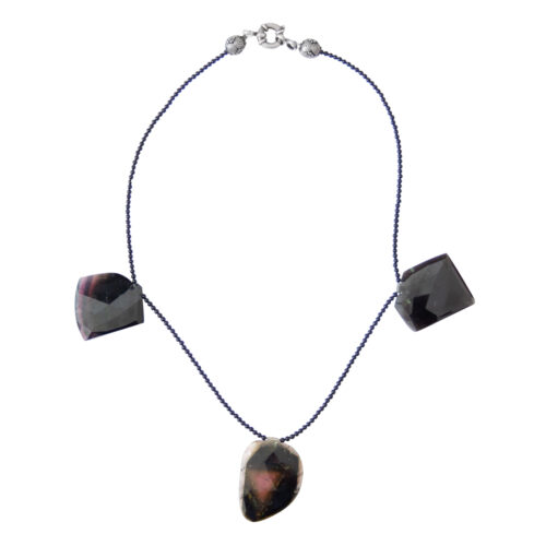 Faceted Tourmaline Black Onyx Tryptic Necklace