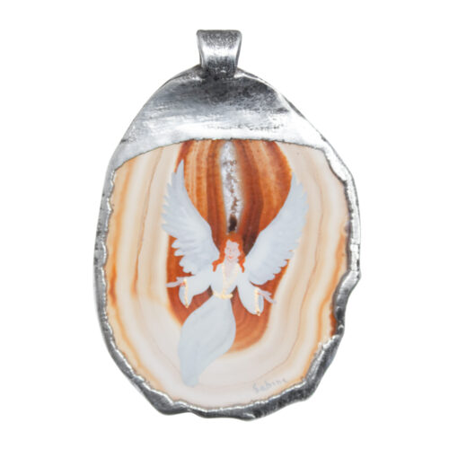 Guardian Angel Agate Silver Necklace