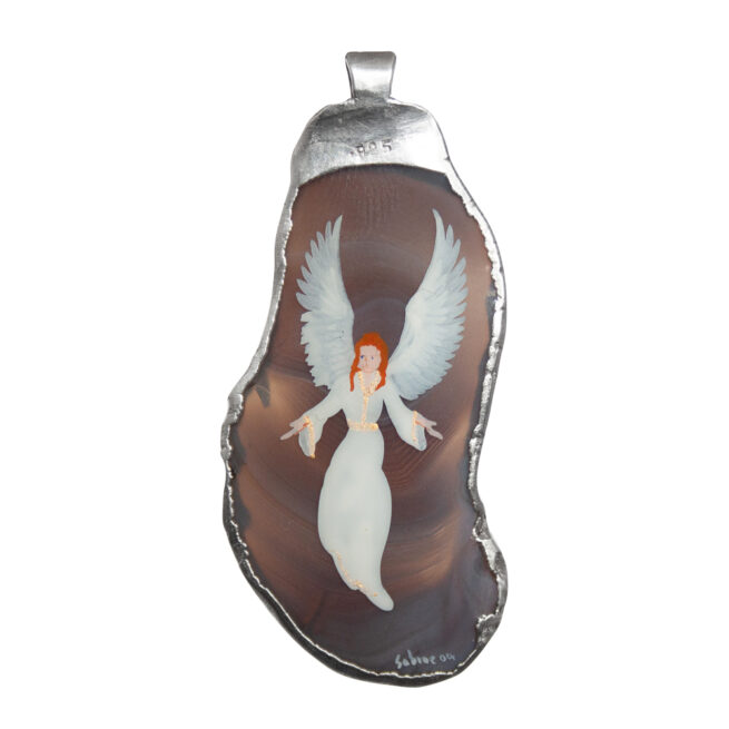 Guardian Angel Agate Silver Talisman