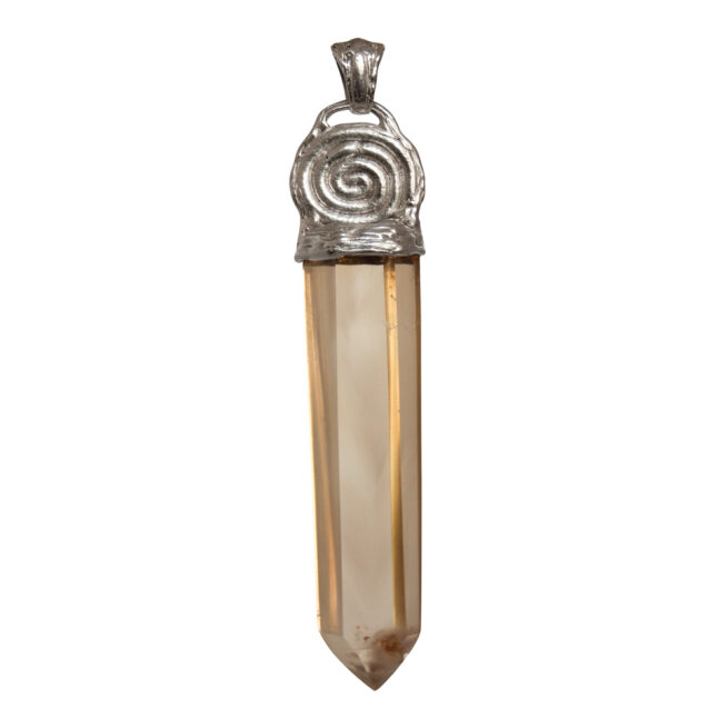 Large Silver Spiral Golden Citrine Pendant