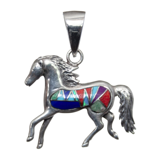 Navajo Inlay Horse Pendant