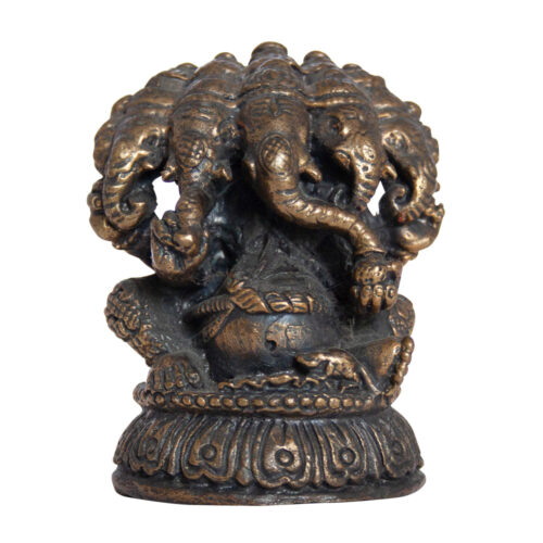 Panchamukhi Ganesha Five-Headed Brass Statue