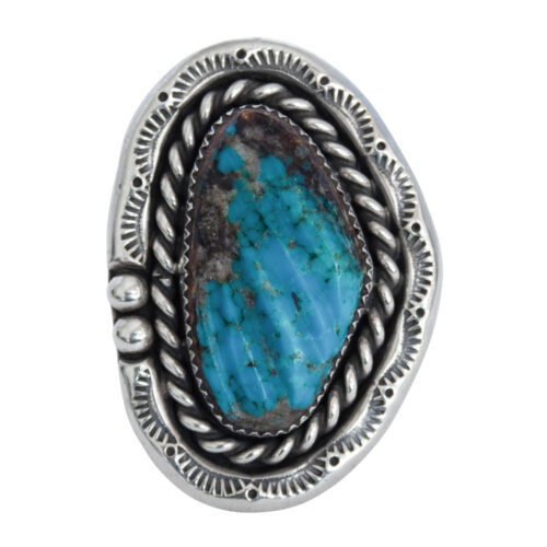 Ribbed Turquoise Navajo Ring