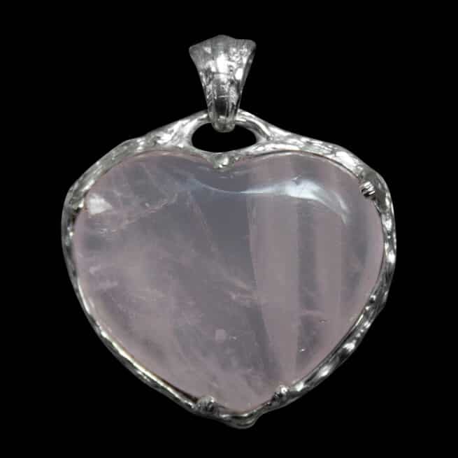 Rose Quartz Heart Silver Talisman