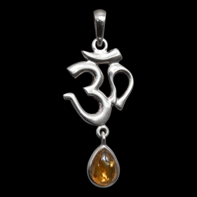 Sterling Silver Amber Om Pendant