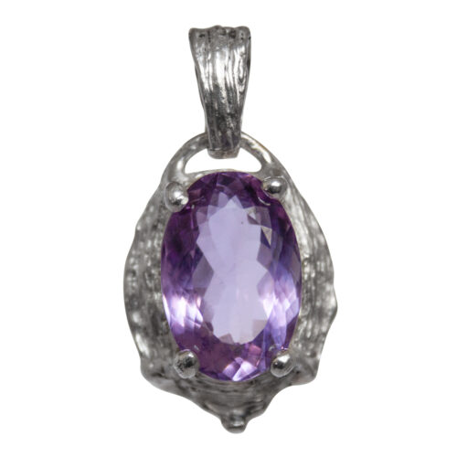 Sterling Silver Faceted Amethyst Pendant
