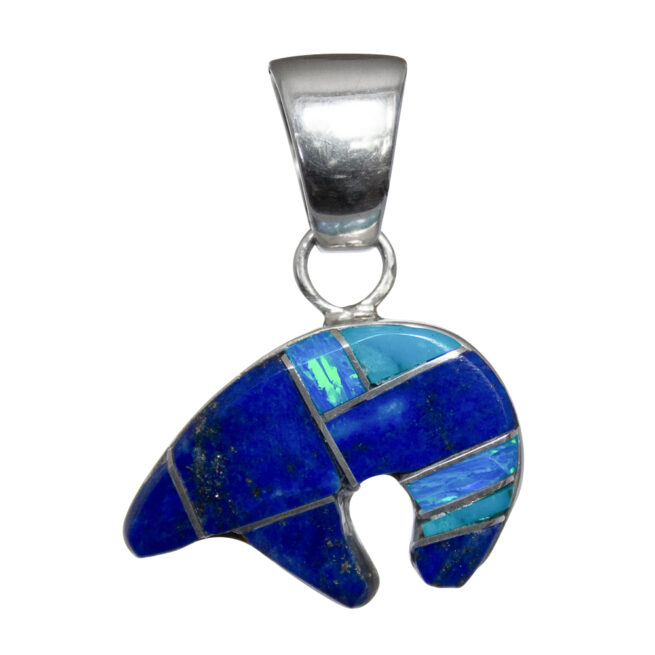 Turquoise Lapis Opal Bear Pendant