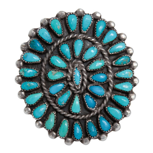 1960s Zuni Vintage Turquoise Sunburst Ring