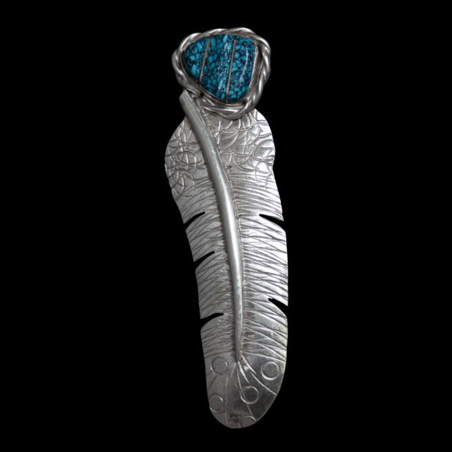 Avery Norton Turquoise Silver Feather Pendant