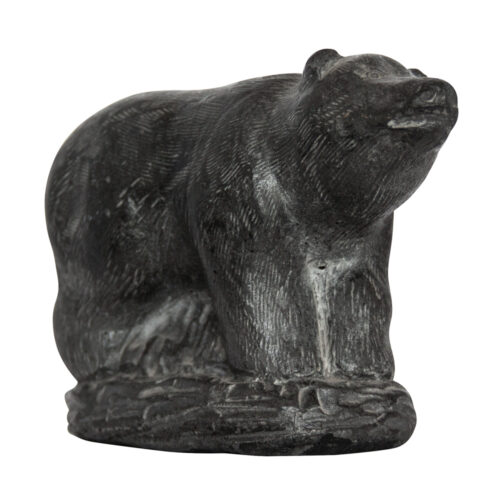 Canadian Inuit Black Soapstone Bear Sculpture