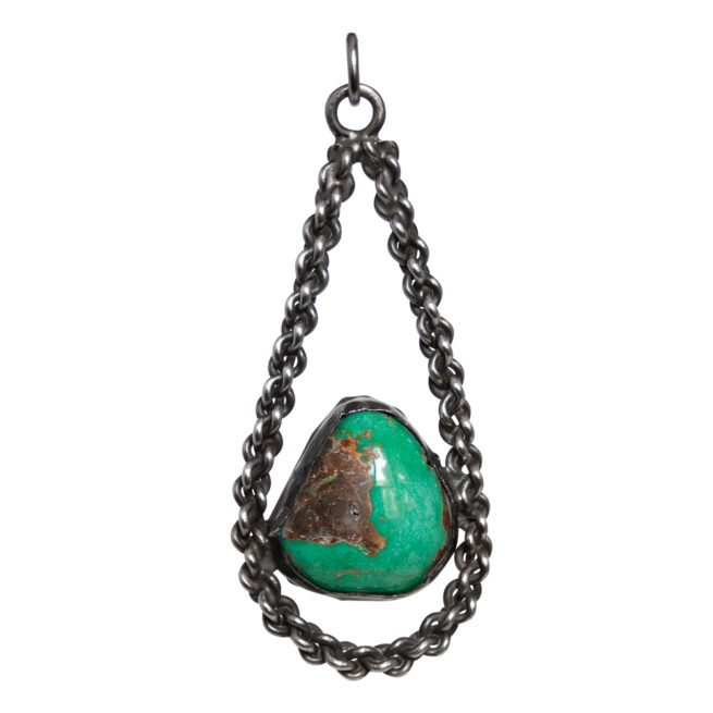 Hollow Silver Teardrop Turquoise Pendant